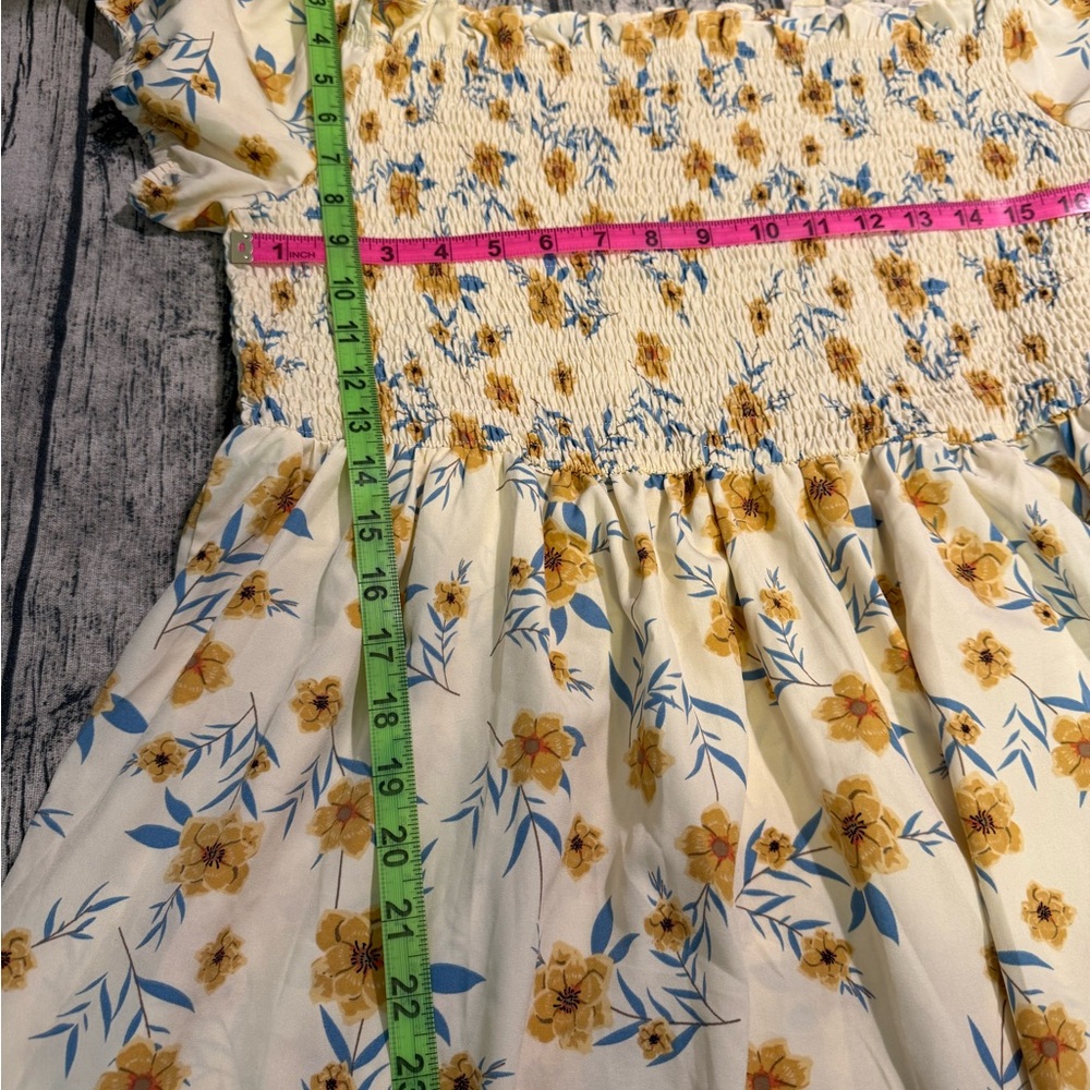 Leasty Curve 3X Floral Yellow Smocked Sunflowers Summer Spring Dress - Picture 8 of 10